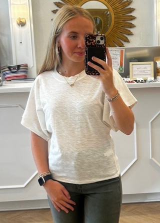 Marshmellow slub cotton angel crew
