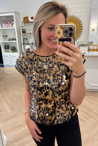 Hatti Tank- Tortoise Shell Sequin