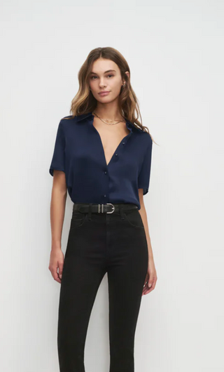 Navy Take Me Seriously Short Sleeve Top