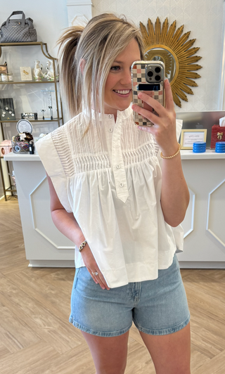White Poplin Smock Top