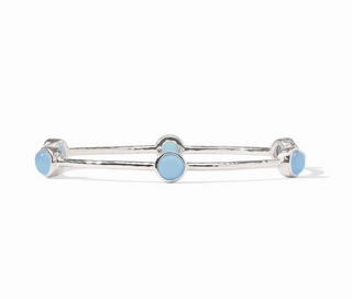 Milano Luxe Bangle- Silver- Chalcedony Blue-M